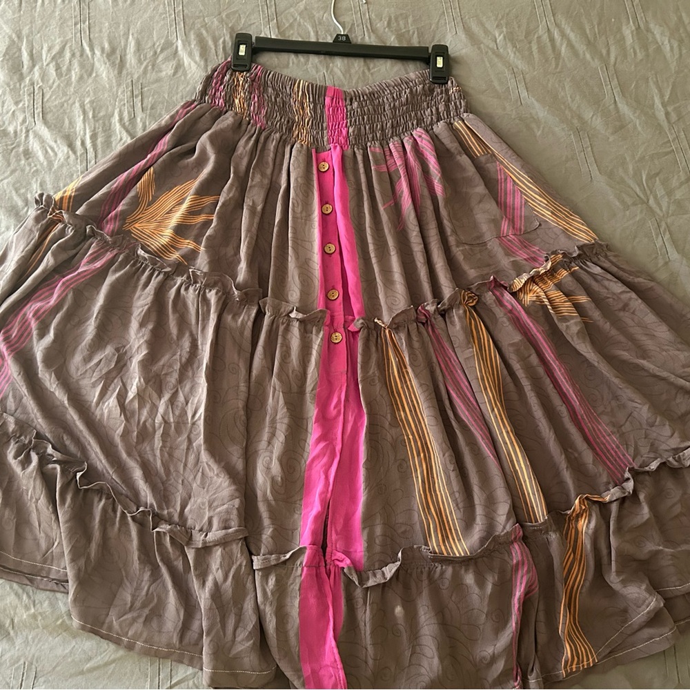 Kantha Bae Recycled Sari Silk Skirt ☮️